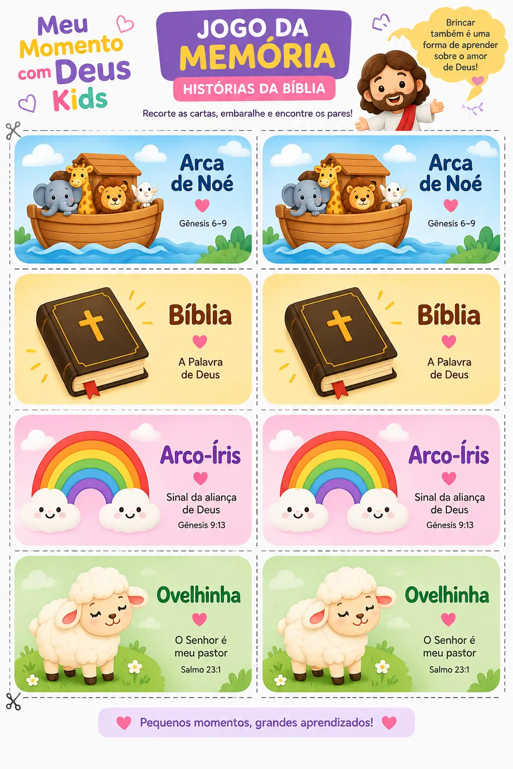 Jogo da Memória Bíblico — atividade bíblica imprimível
