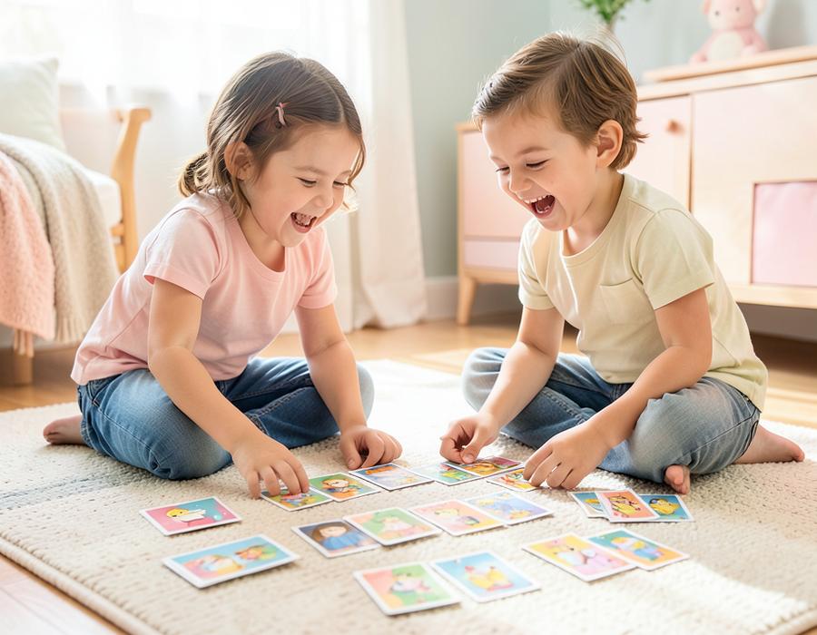 Criança brincando com uma das atividades do kit